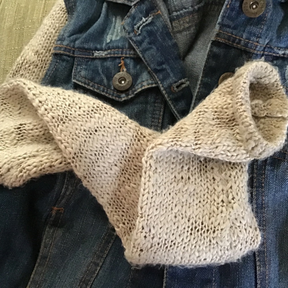 Jean crop Ci Sono Jacket sweater sleeves removable hood size S