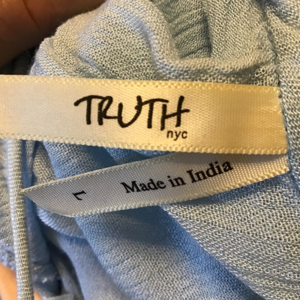 Truth NYC embroidery blue and pink dress Sz L