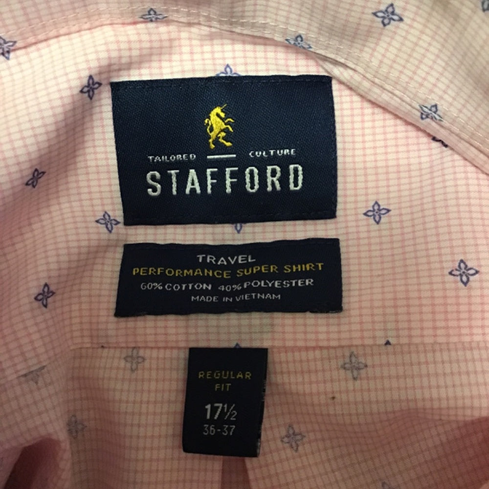 Stafford man long sleeve button up shirt size 17 1/2 36-37