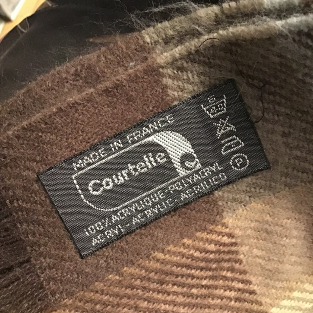 Courtelle Scarf Made in France 🇫🇷 brown plaid 58” long