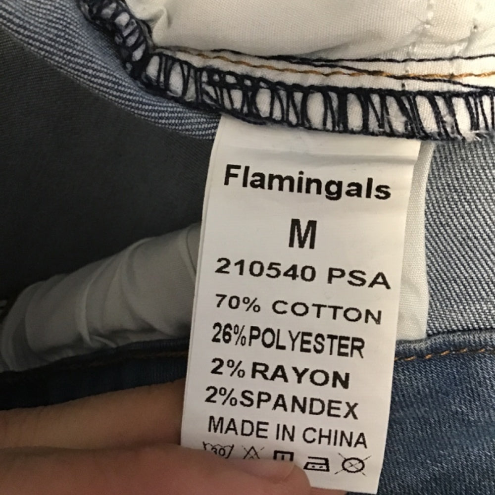 NWT Flamingals Denim jeans size M color blue with gold Buttons