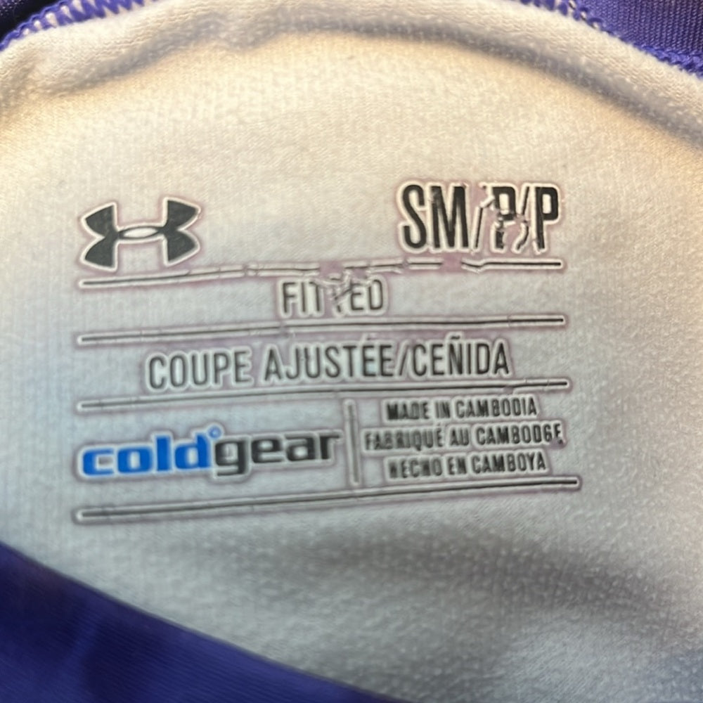 Under Armour small petite fitted coldgear purple tiedye stretch warm Long sleeve