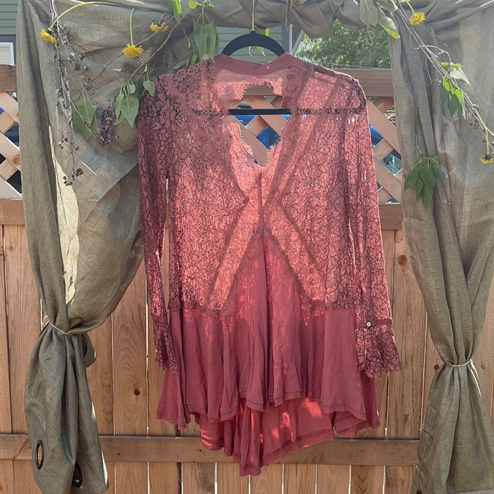 Free people lance blouse long linen bottom