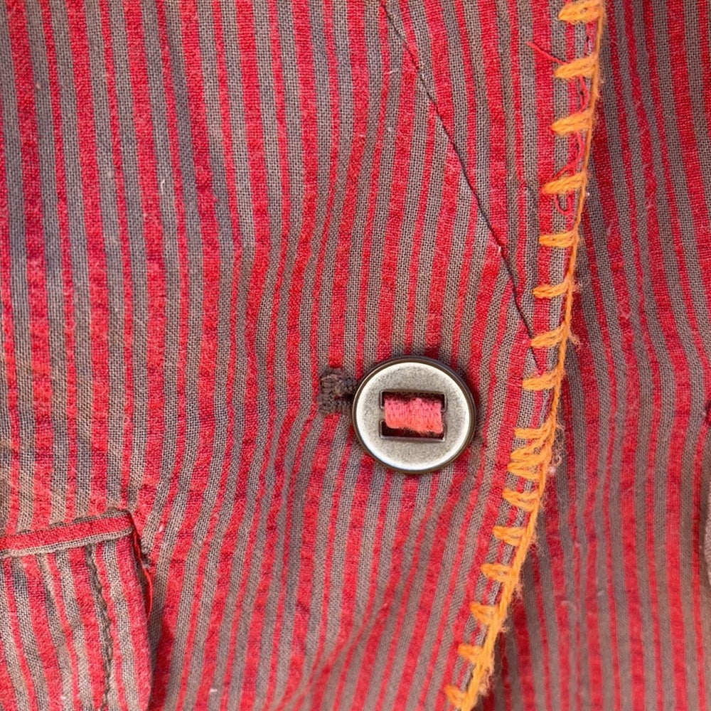 Free people Rare crop jacket Sz 6 pockets red and tan stripes w/orange stitching