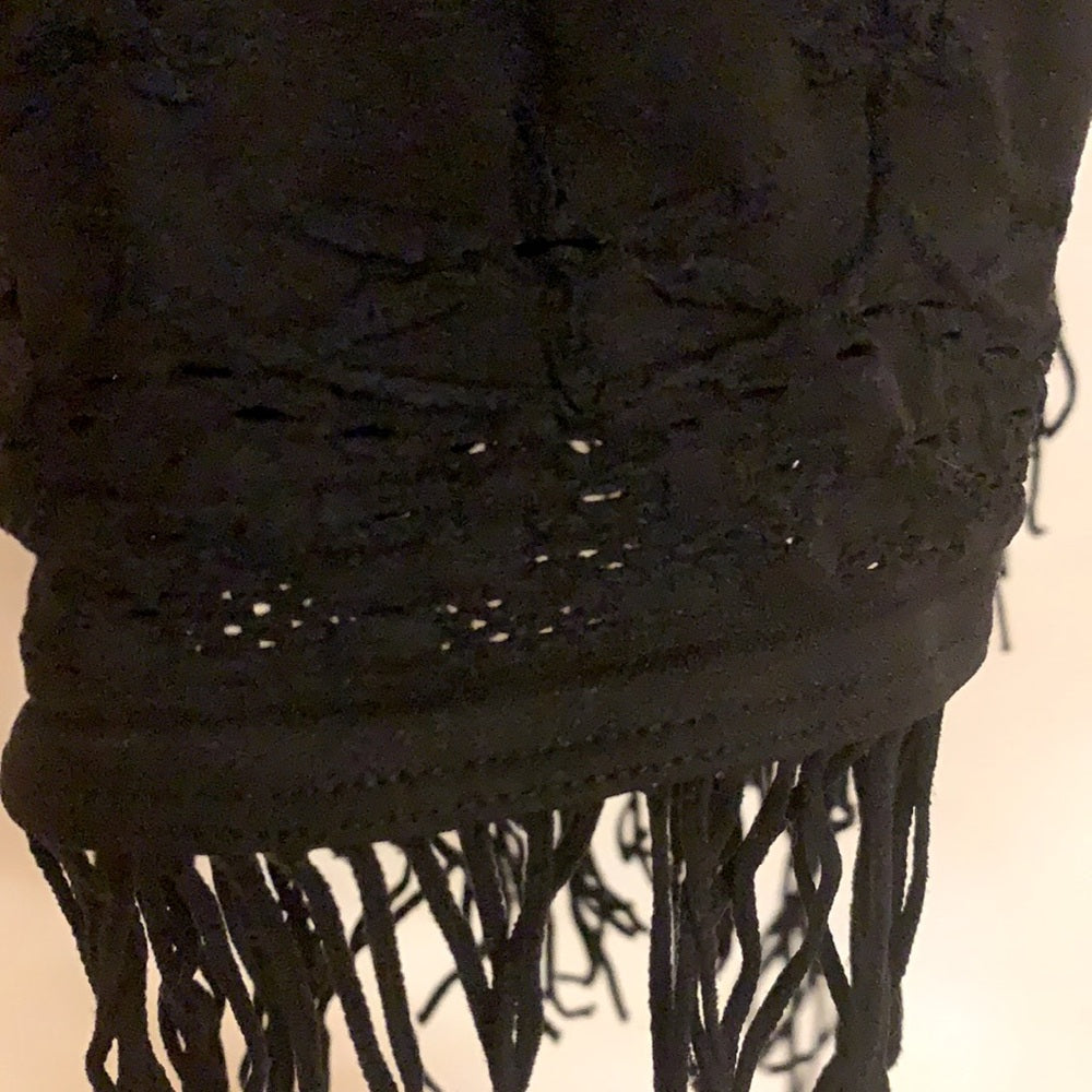 Free People Fun Halter Tassel Black Crop Top sizeM