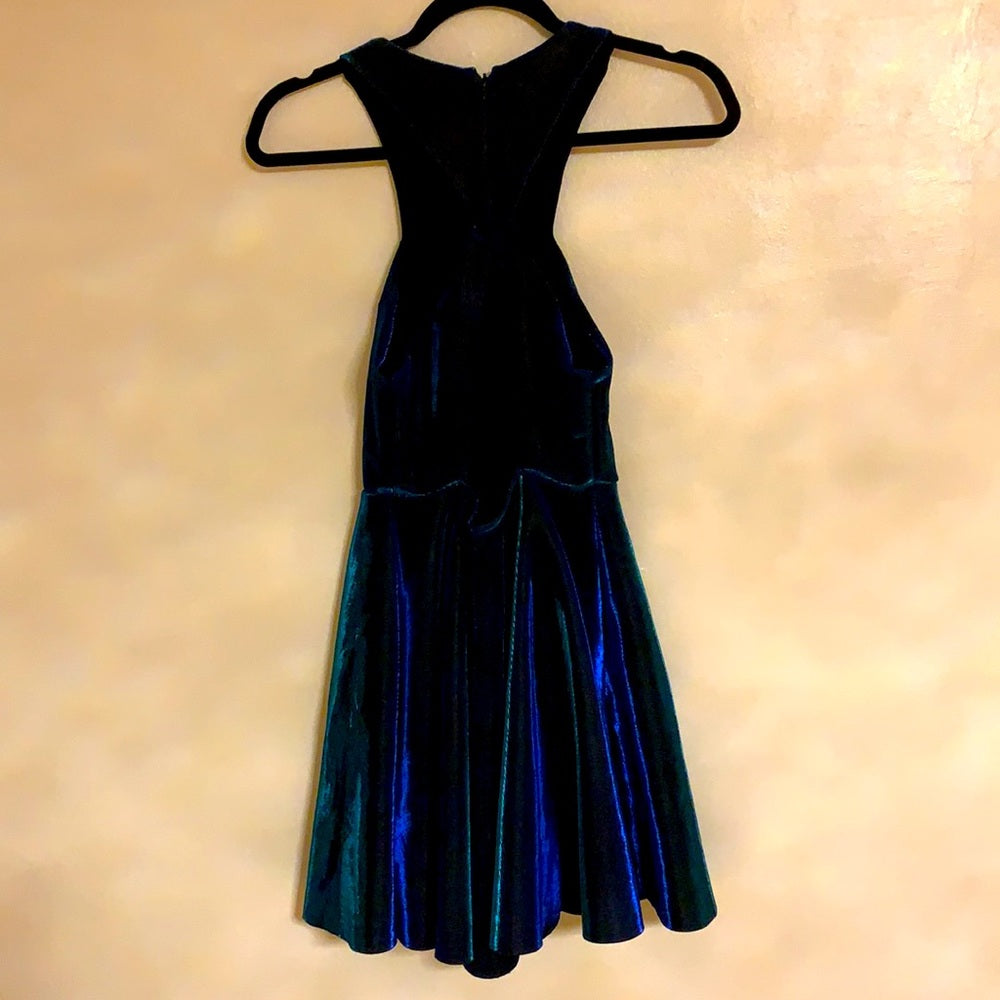 Silence+Noise Shiny Chromatic Blue Halter Dress XS