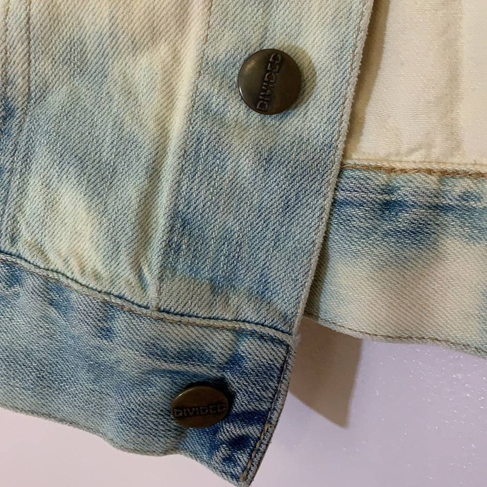 H&M Edgy Bold bleach  Denim  Sleeveless vest size M colorful handmade details