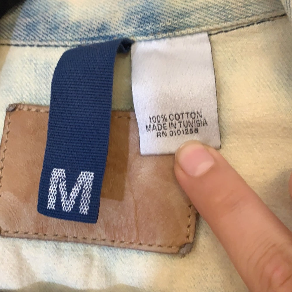 H&M Edgy Bold bleach  Denim  Sleeveless vest size M colorful handmade details