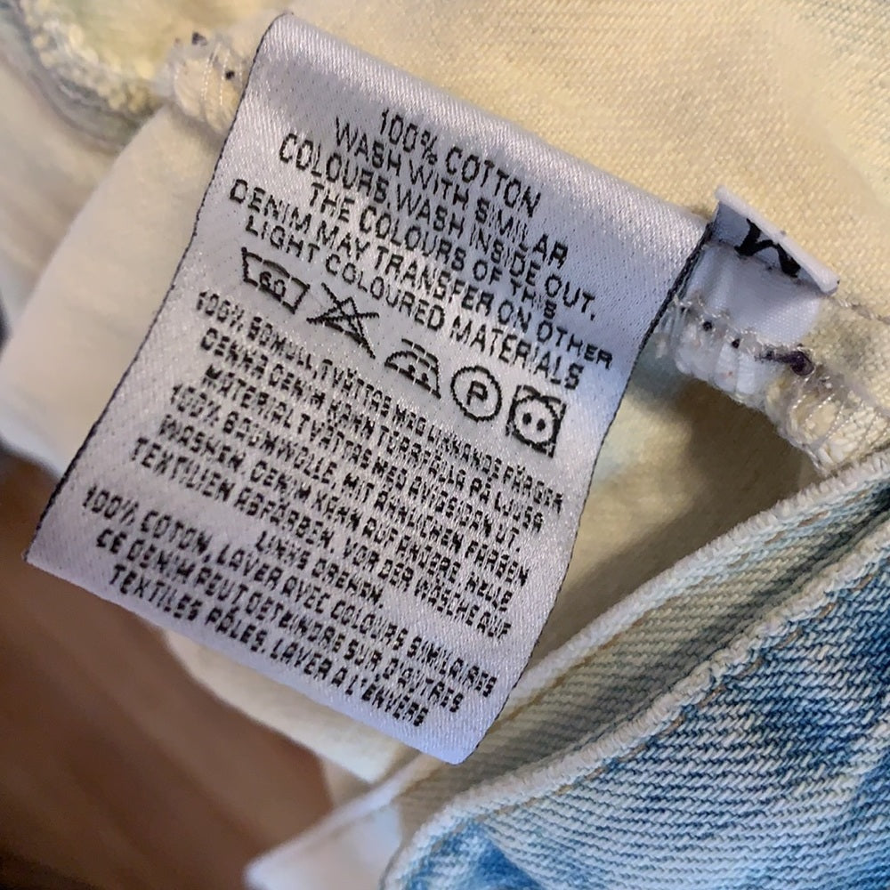 H&M Edgy Bold bleach  Denim  Sleeveless vest size M colorful handmade details