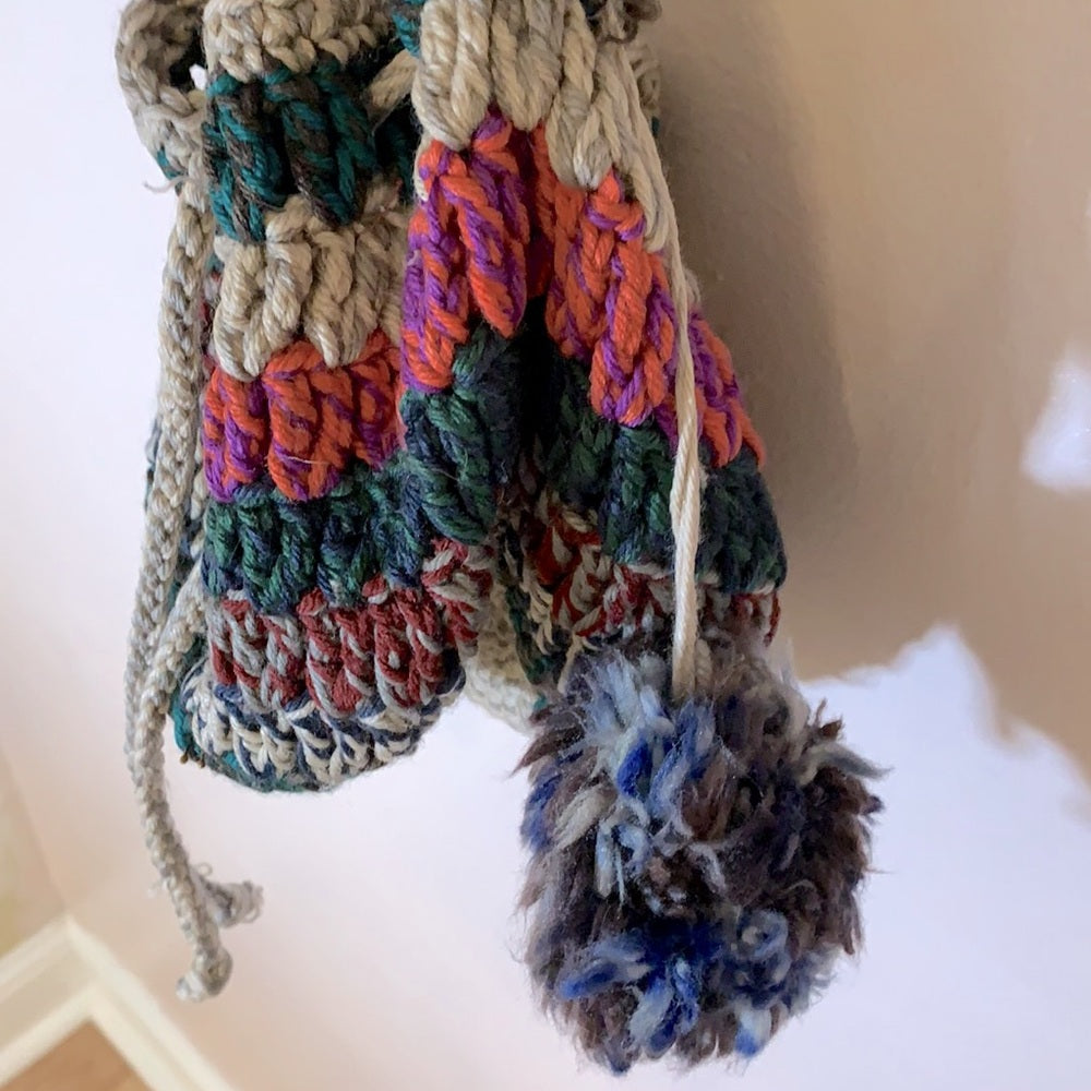 Mudd Knit Colorful Chunky Drawstring Purse Y2K Bag
