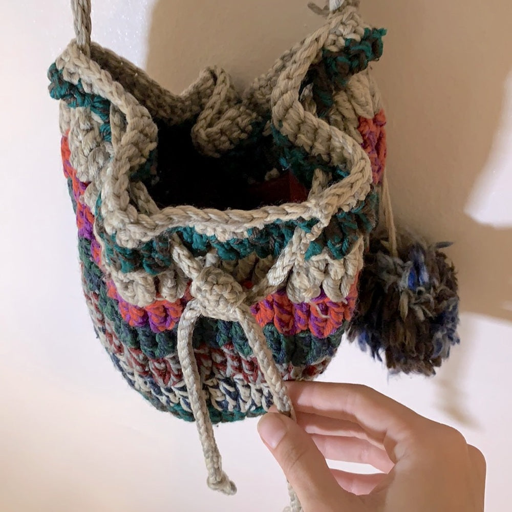 Mudd Knit Colorful Chunky Drawstring Purse Y2K Bag