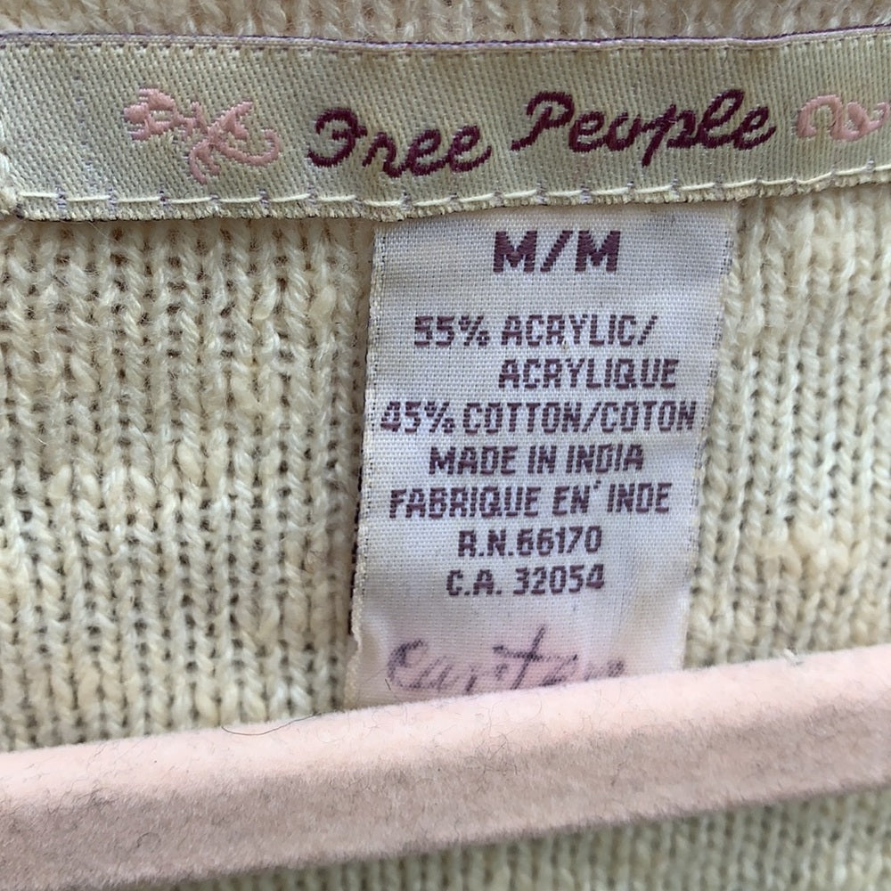 Free People Floral Embroidered Sweater M extra long sleeves