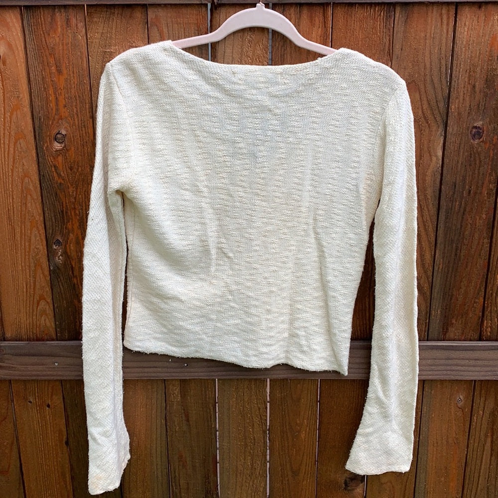 Free People Floral Embroidered Sweater M extra long sleeves