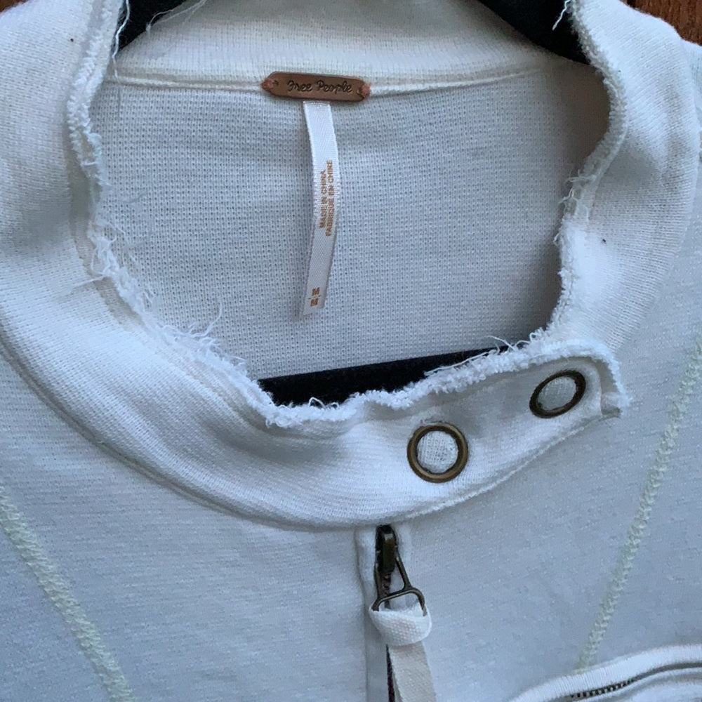 Free People  Zip up Jacket szM white and yellow asymmetric
