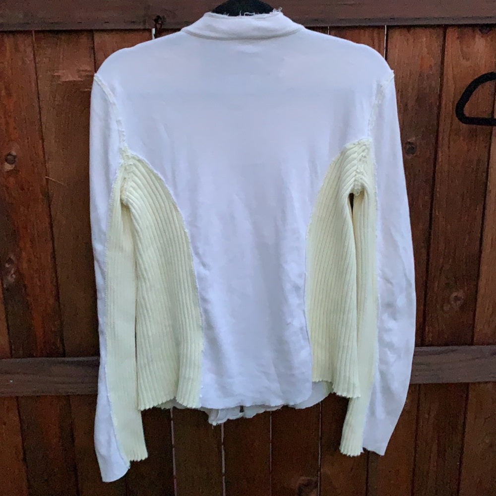 Free People  Zip up Jacket szM white and yellow asymmetric