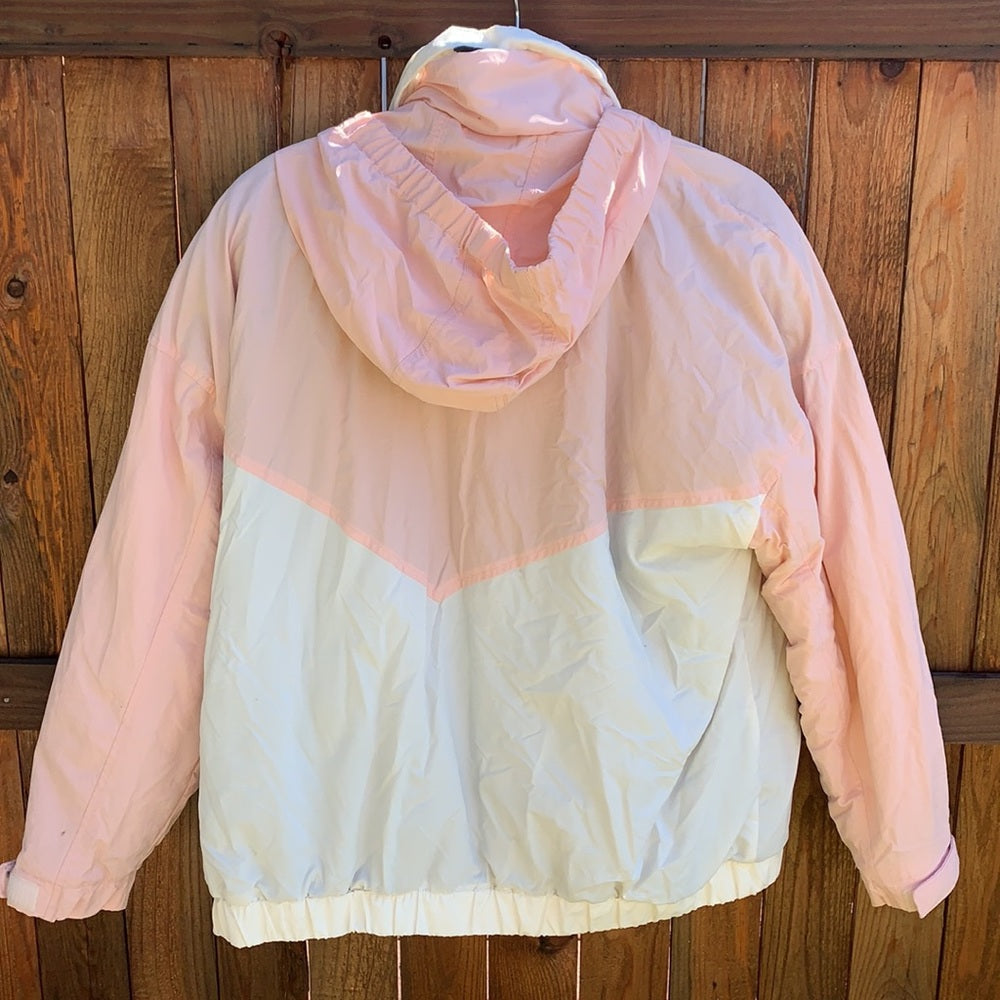 Abercrombie Warm Pink white Zip Up Jacket large