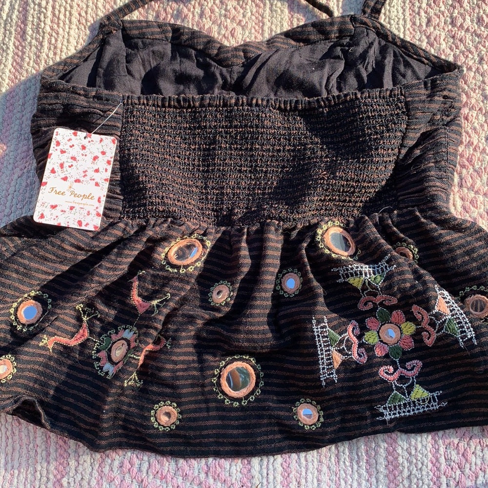 🎀 Free People Fun Floral Striped Halter Top XS