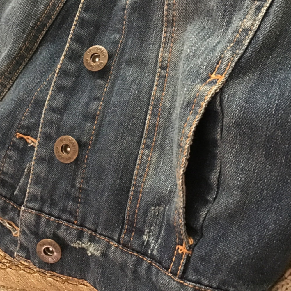 Jean crop Ci Sono Jacket sweater sleeves removable hood size S
