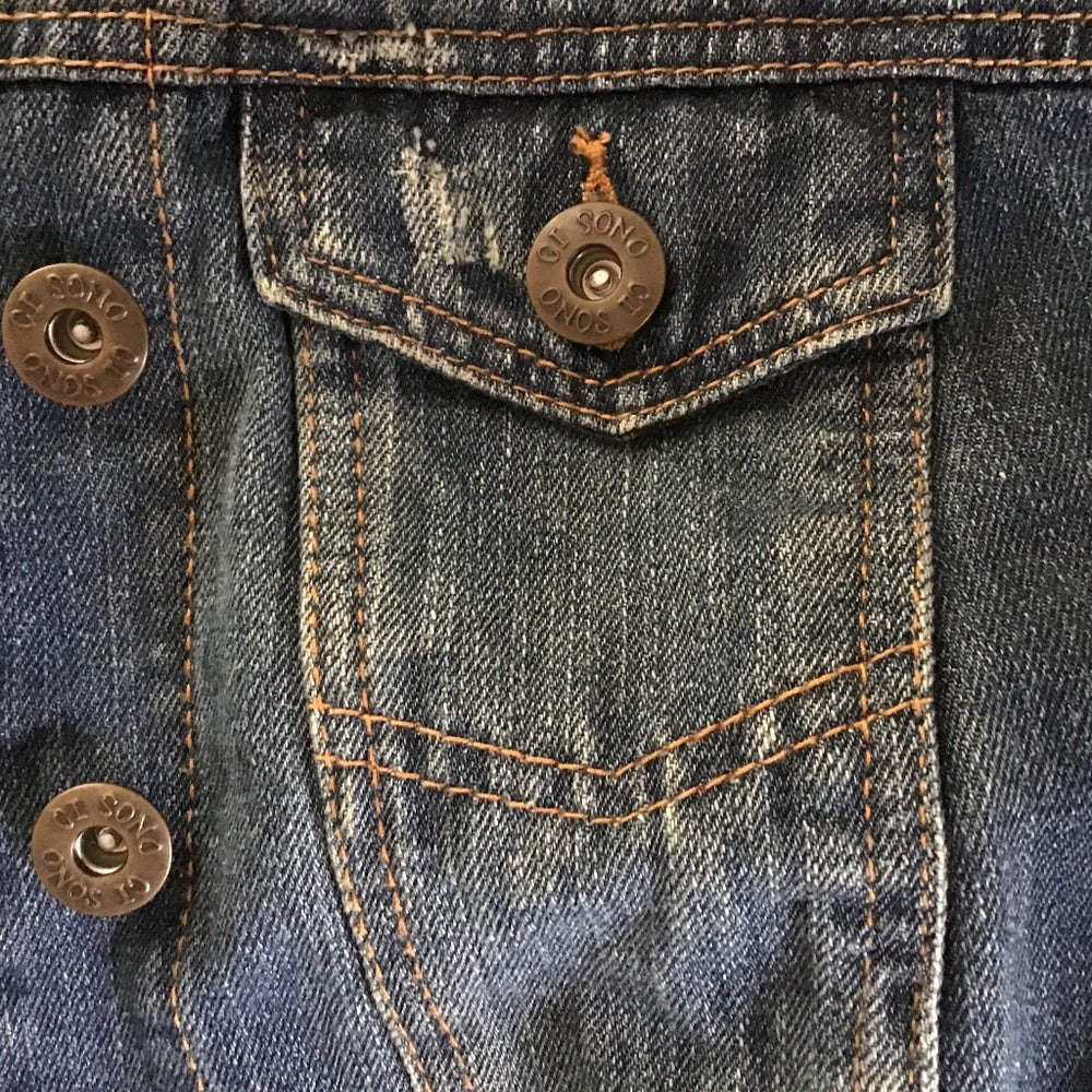 Jean crop Ci Sono Jacket sweater sleeves removable hood size S