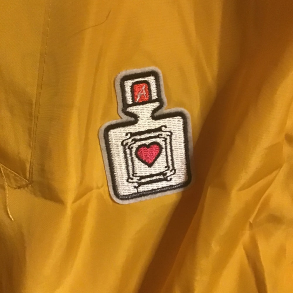 Vintage Glitz Gold Windbreaker With Patches & Pockets sleeve pocket