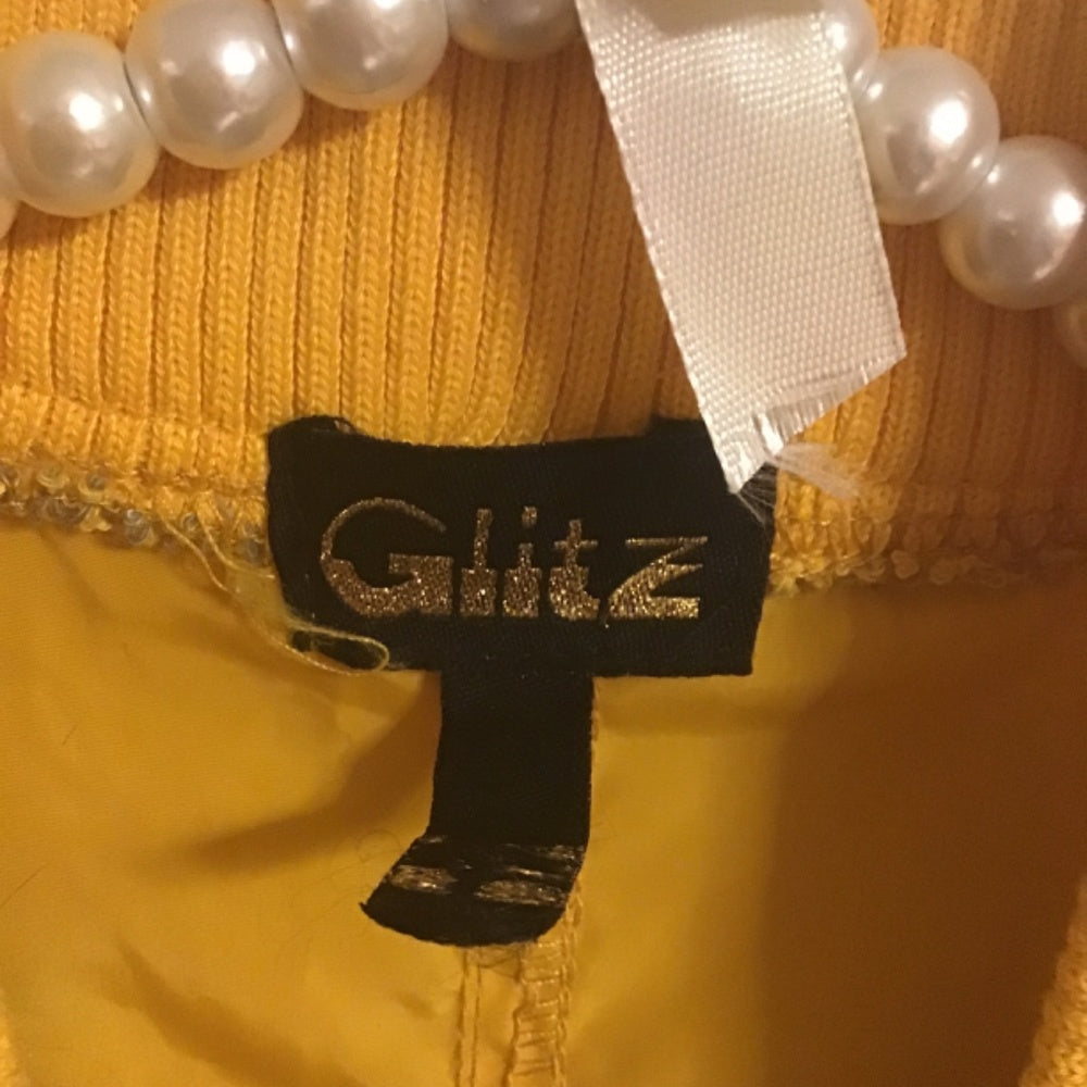 Vintage Glitz Gold Windbreaker With Patches & Pockets sleeve pocket
