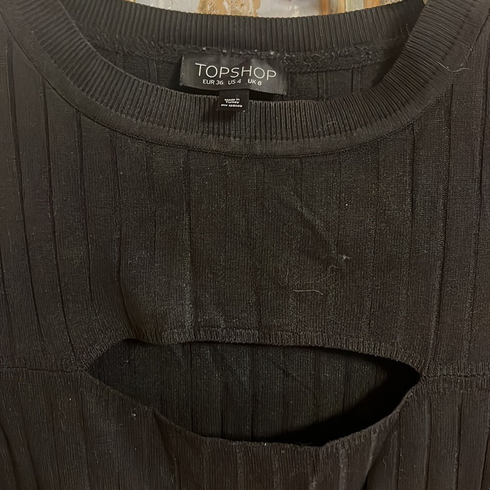 Topshop Black Midlength Cutout Pleated