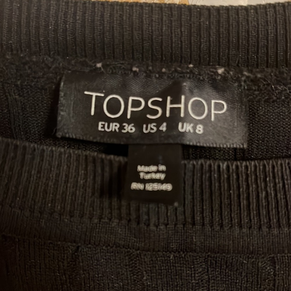 Topshop Black Midlength Cutout Pleated
