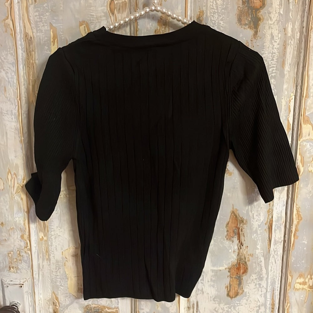 Topshop Black Midlength Cutout Pleated