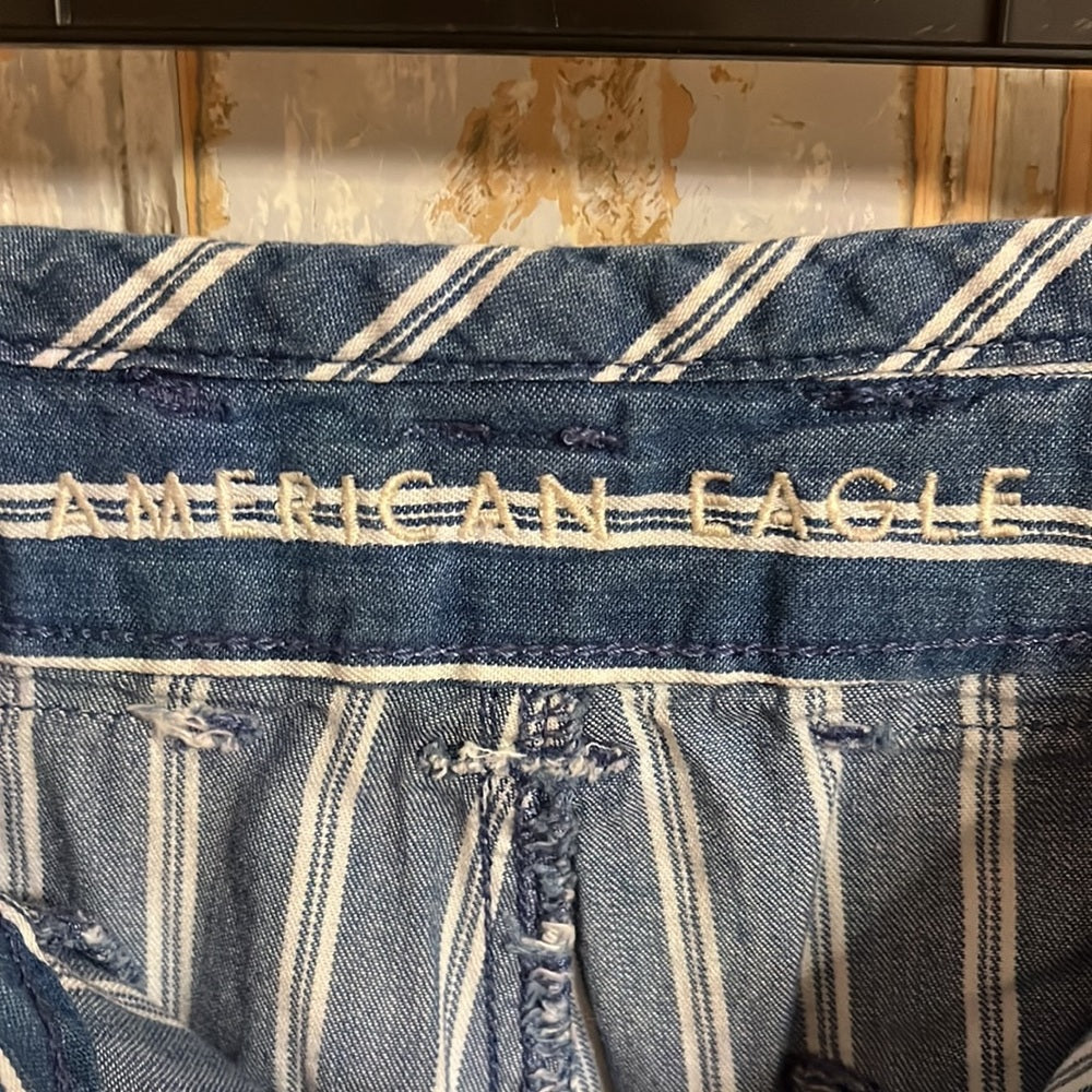 American Eagle Blue w/White Stripe Soft Denim Cozy Jeans size 2