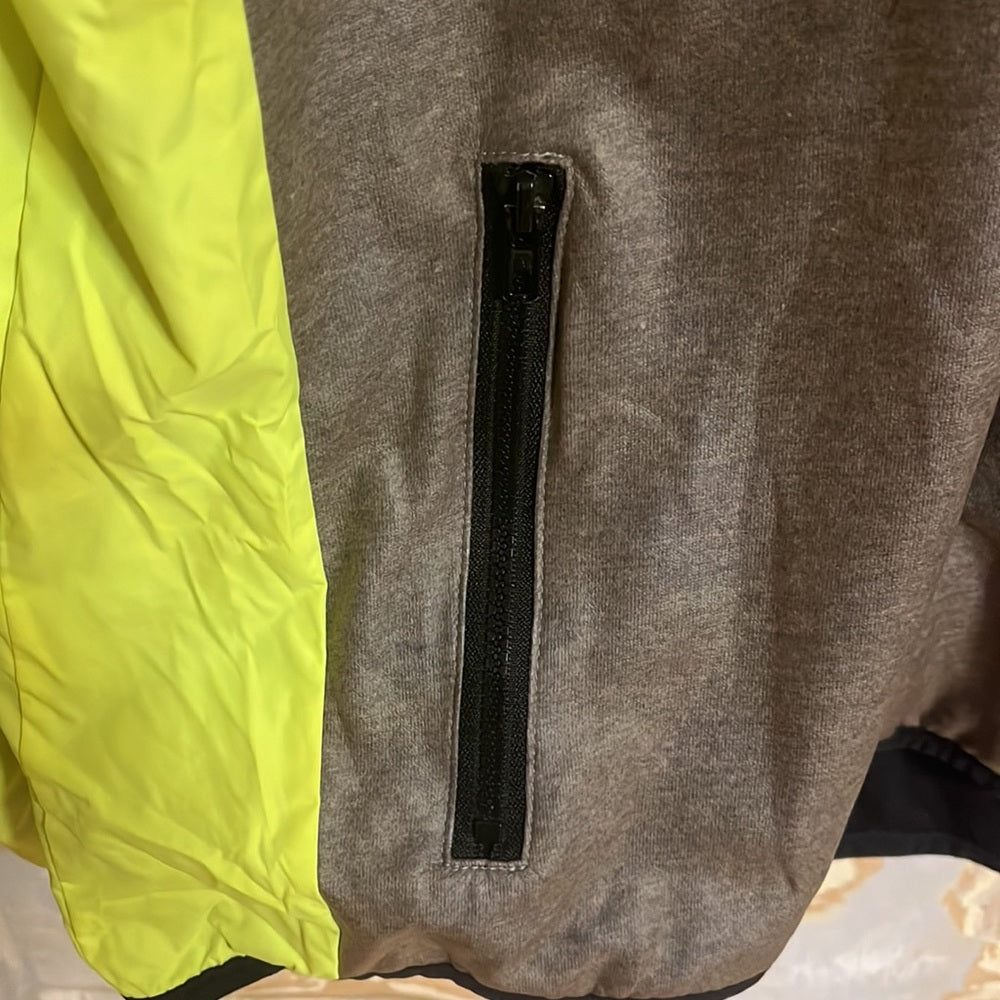 PINK Victoria’s Secret Gray Neon Yellow Accent Running Jacket size XS