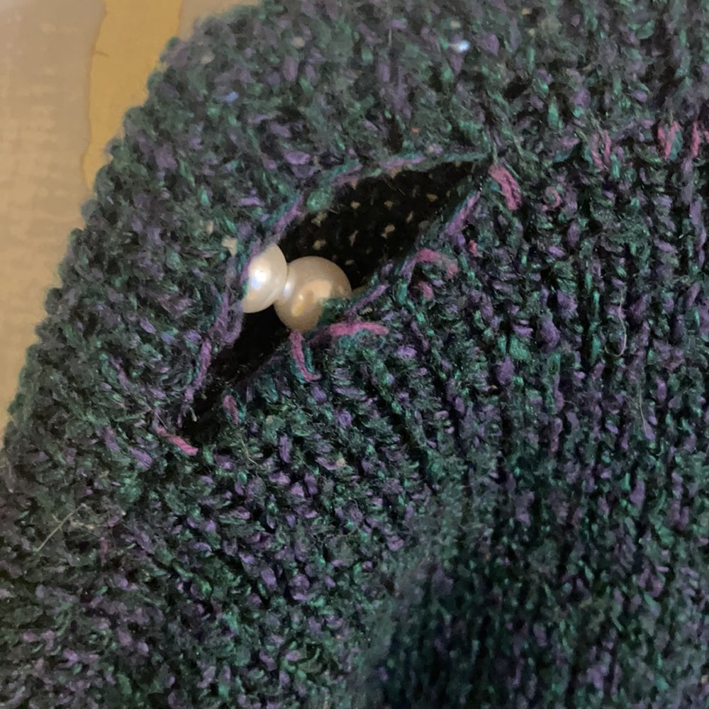 Bay waters vintage green purple sweater sz m