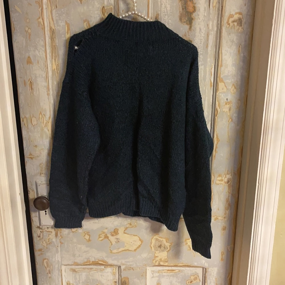 Bay waters vintage green purple sweater sz m