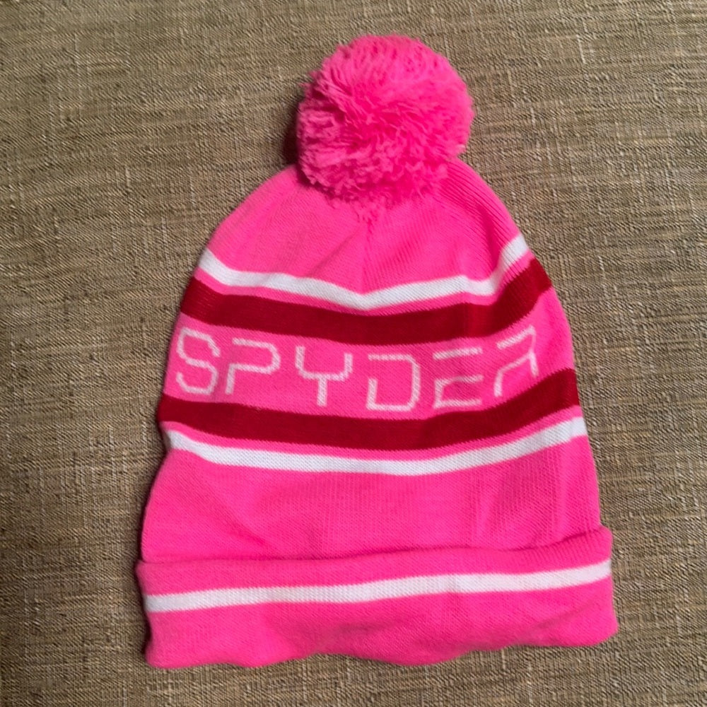 Spyder Hat pink with Pom Pom