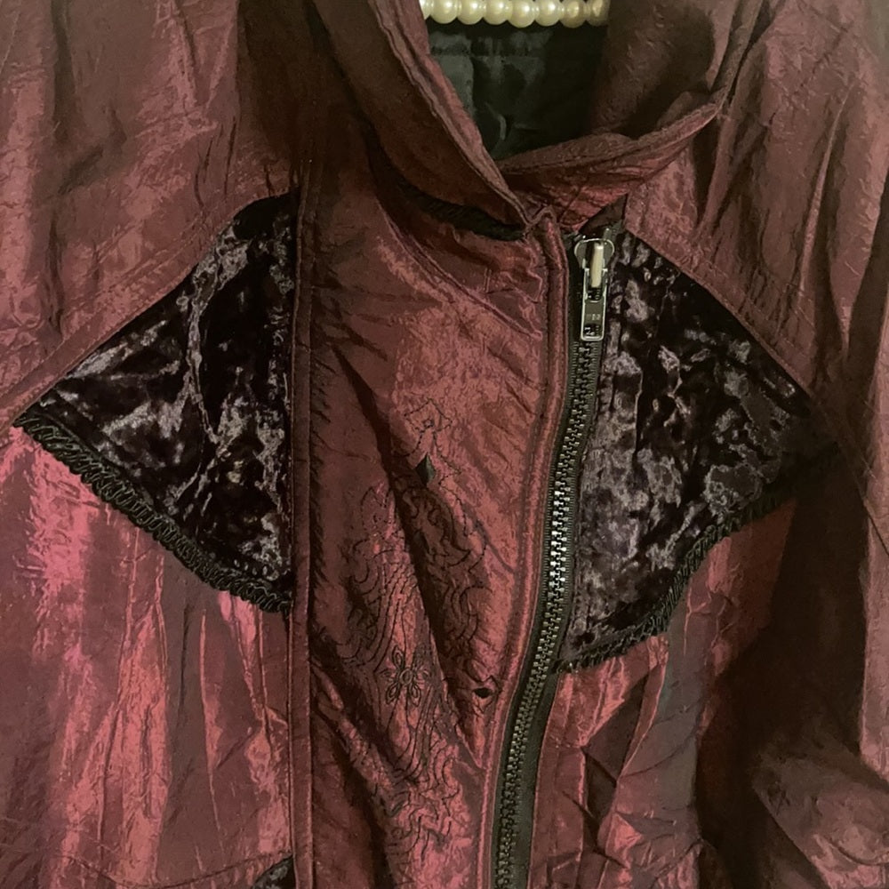 Vintage maroon International Outerwear velvet bomber jacket Sz M