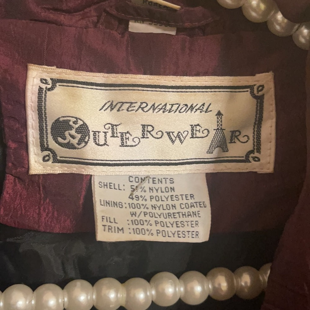 Vintage maroon International Outerwear velvet bomber jacket Sz M
