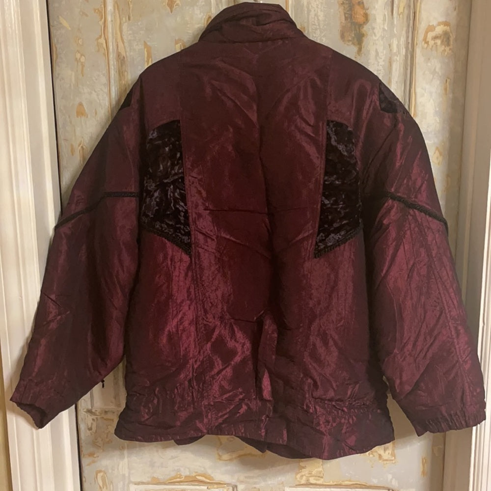 Vintage maroon International Outerwear velvet bomber jacket Sz M