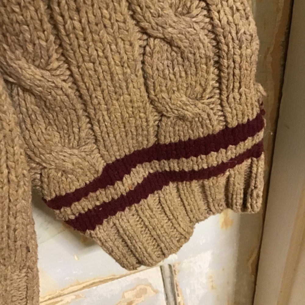Old Navy FREE HAT ! brown V neck sweater Sz L cotton and wool