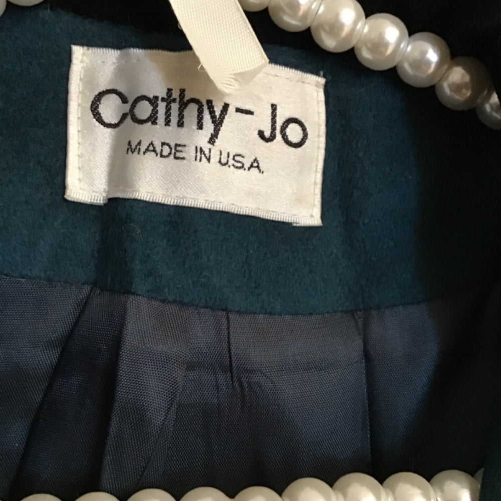 Cathy Joe vintage green trench coat Sz L