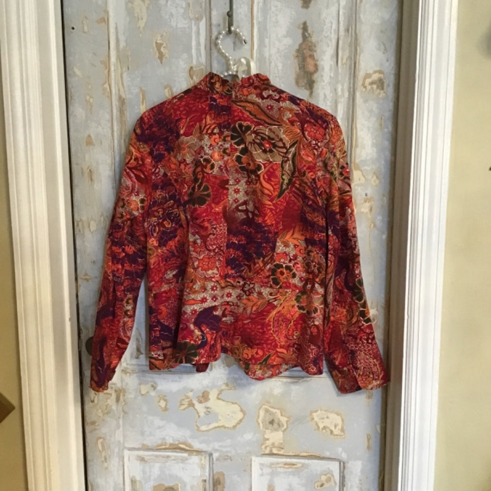 Cold water creek zip up floral jacket Sz L