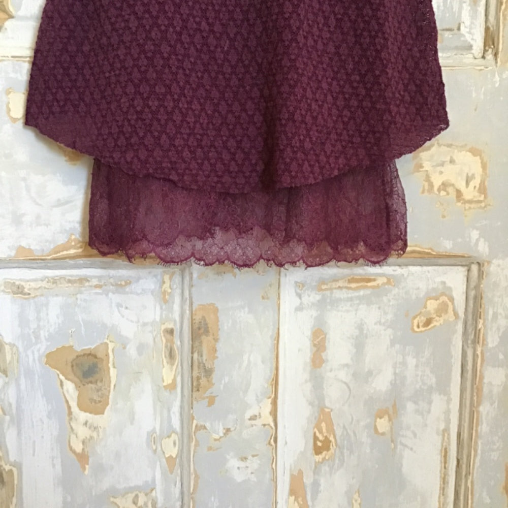 Free People maroon mini dress Sz Xs lace with slip