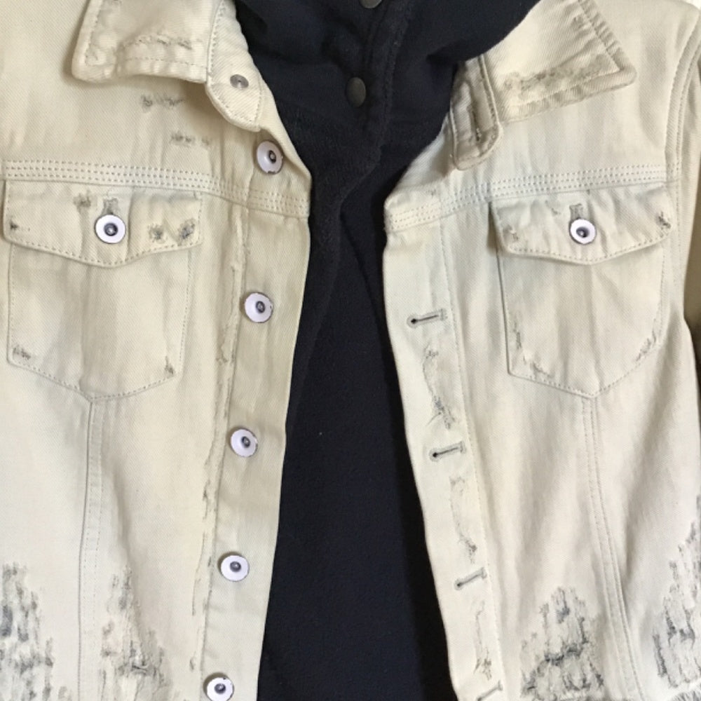 Free People Jean Jacket with sweatshirt Sz Xs