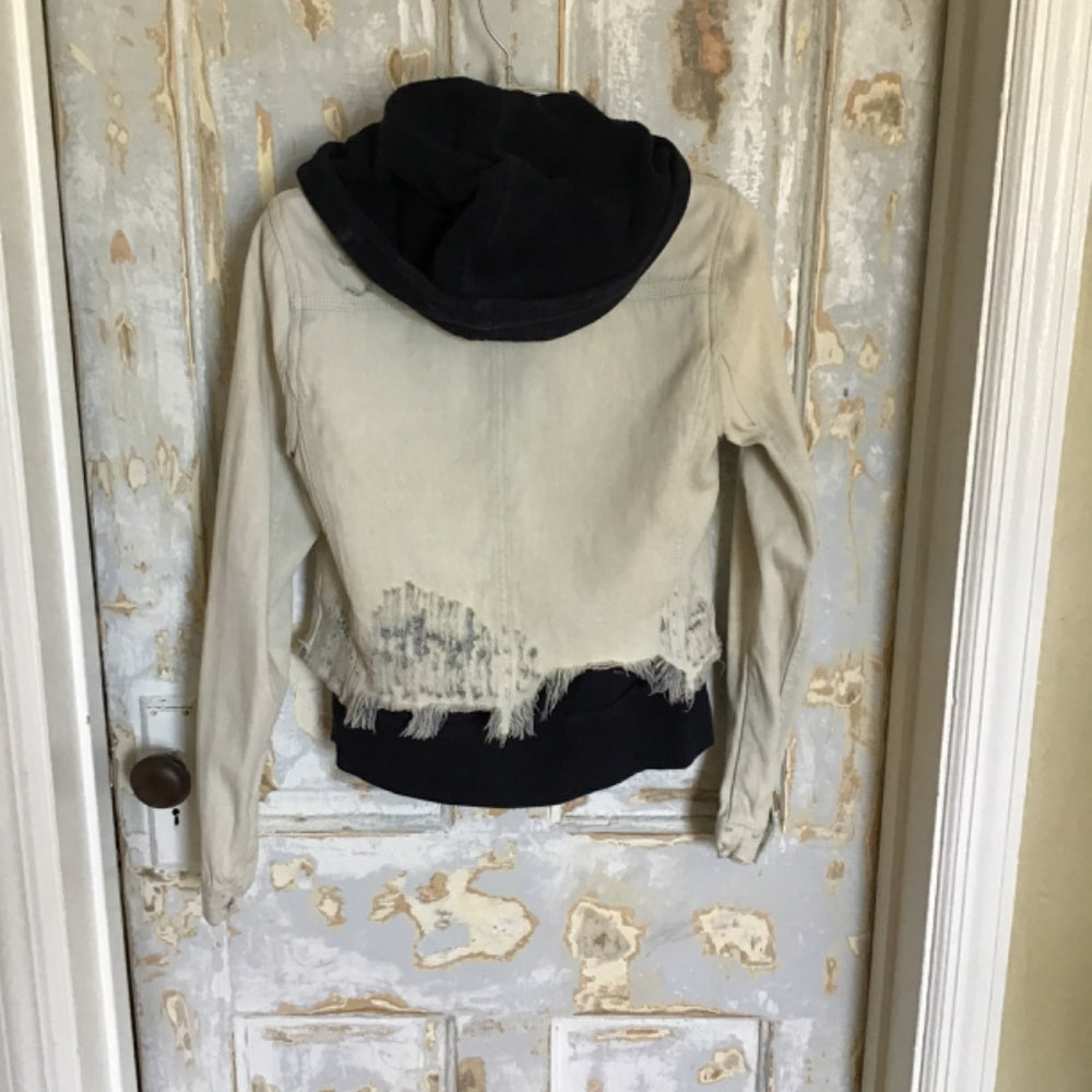 Free People Jean Jacket with sweatshirt Sz Xs