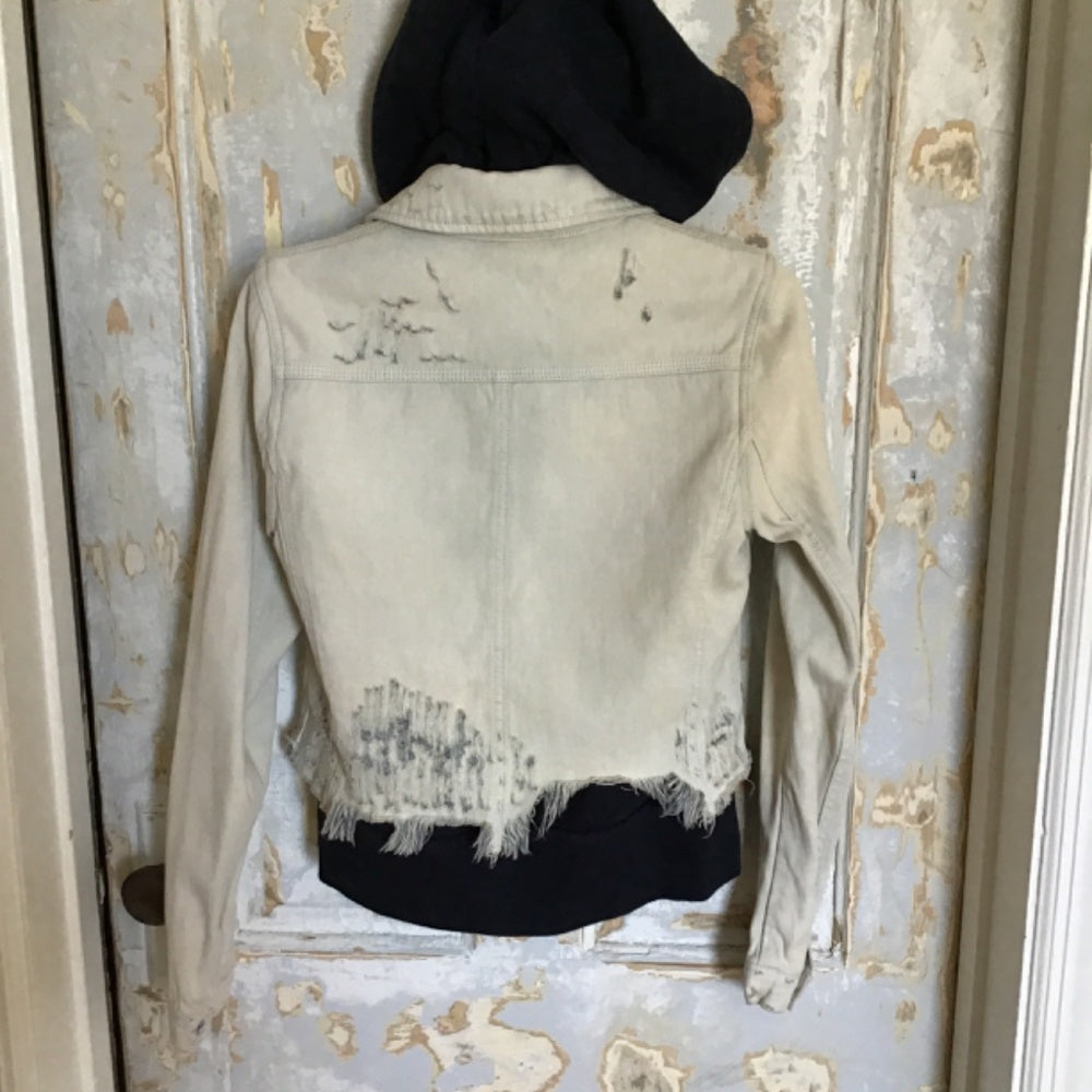 Free People Jean Jacket with sweatshirt Sz Xs