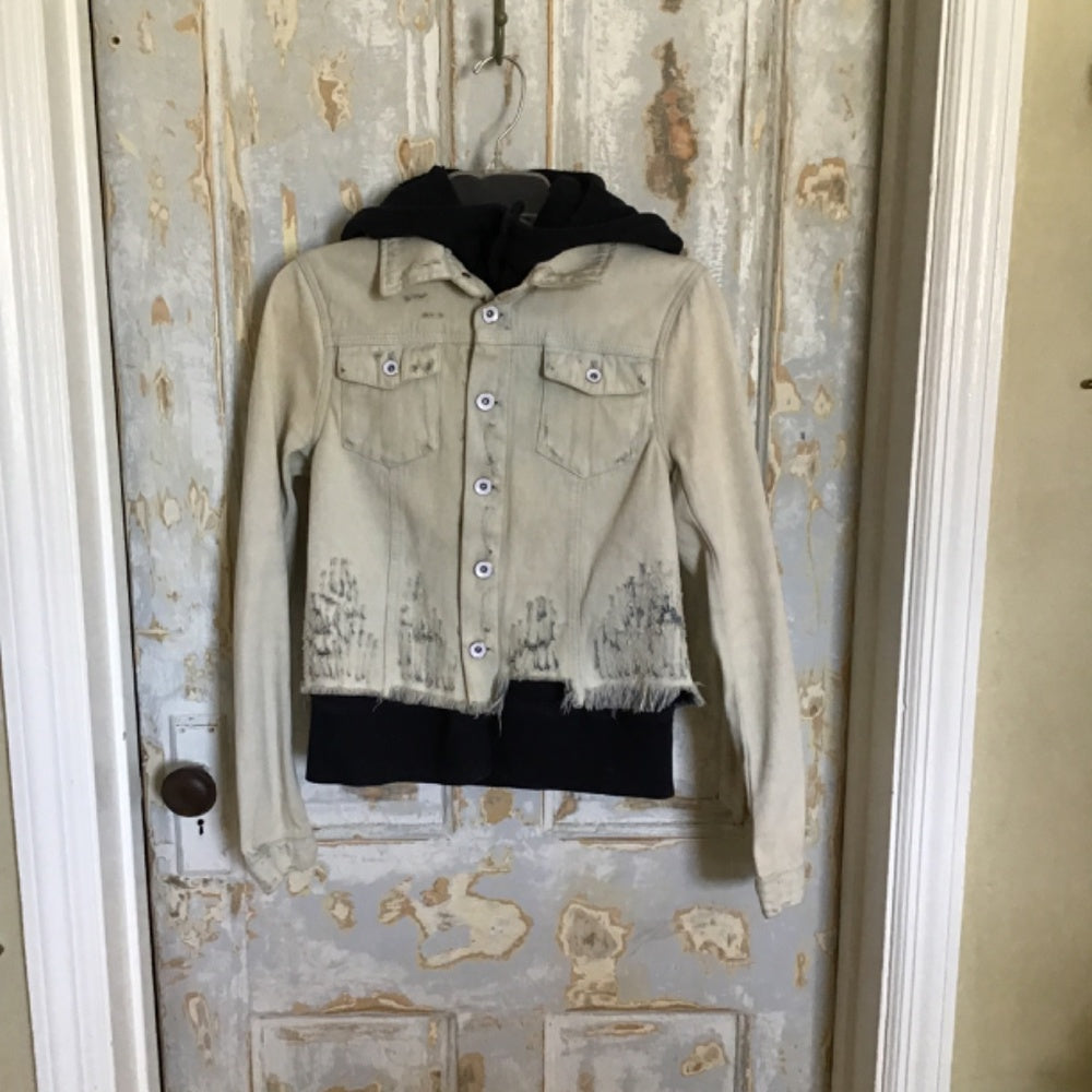 Free People Jean Jacket with sweatshirt Sz Xs