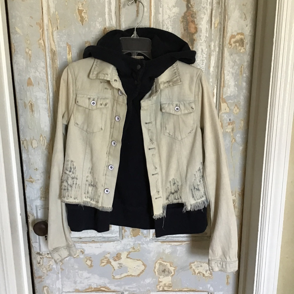 Free People Jean Jacket with sweatshirt Sz Xs