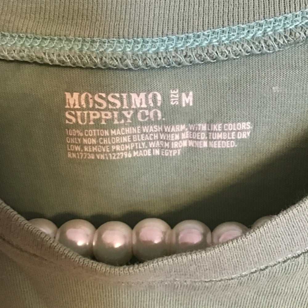 Mossimo supply Silk screen handmade one of a kind green tee with design Sz M
