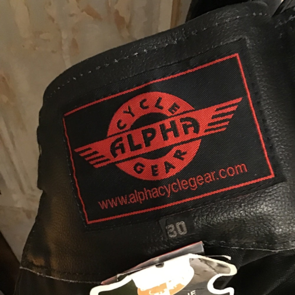 Genuine Leather Alpha assless chaps Sz 30