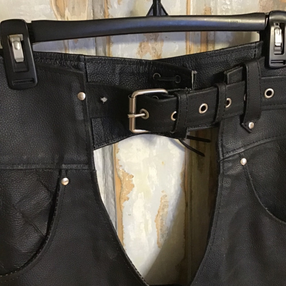 Genuine Leather Alpha assless chaps Sz 30