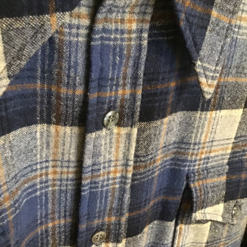 Penoleton VINTAGE blue and brown button up Sz 16 1/2