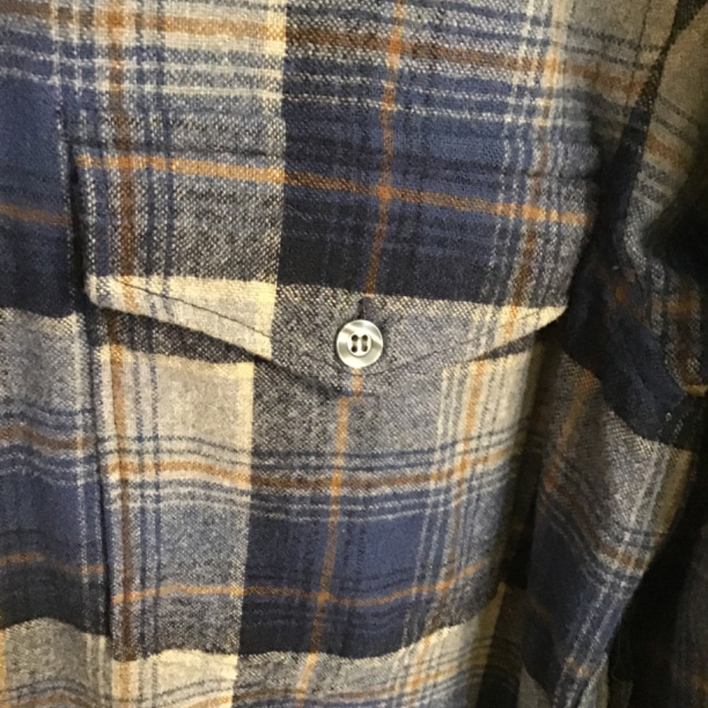 Penoleton VINTAGE blue and brown button up Sz 16 1/2